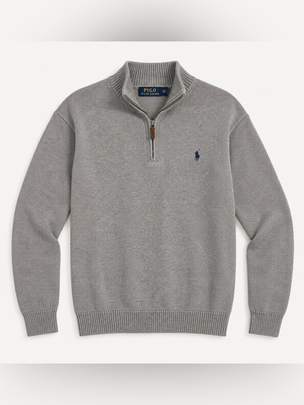 Polo Ralph Lauren 3XB Big & Tall Gray Quarter Zip Sweater Cotton Mock Neck